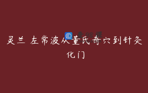 灵兰 左常波从董氏奇穴到针灸炁化门