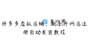 拼多多虚拟店铺，新手开网店注册自动发货教程