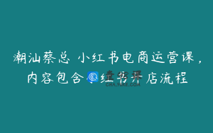 潮汕蔡总・小红书电商运营课，内容包含小红书开店流程