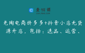 老陶电商拼多多+抖音小店无货源开店，包括：选品、运营、