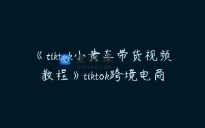 《tiktok小黄车带货视频教程》tiktok跨境电商