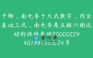千聊_南无拳十九式教学_内含基础三式_南无拳是五脏六腑运动的独特拳种2000022940199735总24节