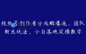 视频号创作者分成瞬爆流，团队新出玩法，小白落地实操教学