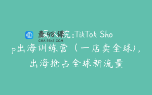 疯人院:TikTok Shop出海训练营（一店卖全球)，出海抢占全球新流量