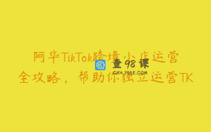 阿华TikTok跨境小店运营全攻略，帮助你独立运营TK