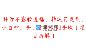抖音不露脸直播，转运符定制，小白秒上手，音浪收到手软【项目拆解】