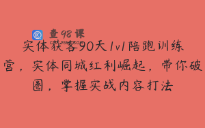 实体获客90天1v1陪跑训练营，实体同城红利崛起，带你破圈，掌握实战内容打法