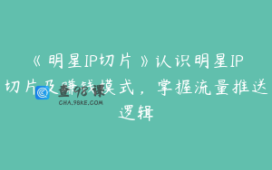 《明星IP切片》认识明星IP切片及赚钱模式，掌握流量推送逻辑