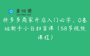拼多多商家开店入门必学，0基础新手小白扫盲课（58节视频课程）