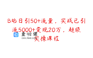 B站日引50+流量，实战已引流5000+变现20万，超级实操课程