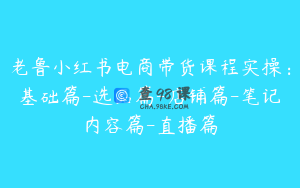 老鲁小红书电商带货课程实操：基础篇-选品篇-店铺篇-笔记内容篇-直播篇