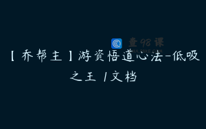 【乔帮主】游资悟道心法-低吸之王 1文档