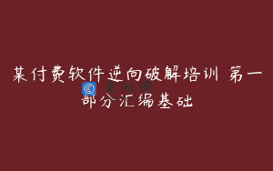 某付费软件逆向破解培训 第一部分汇编基础