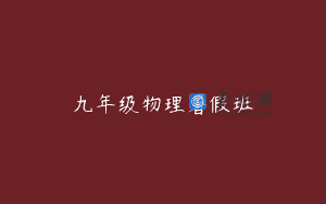 九年级物理暑假班