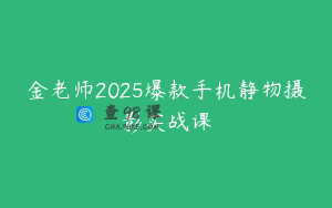 金老师2025爆款手机静物摄影实战课