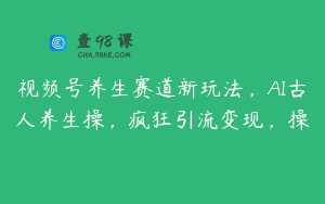 视频号养生赛道新玩法，AI古人养生操，疯狂引流变现，操