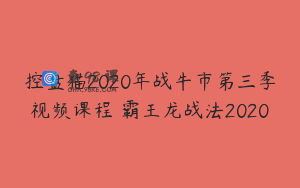控盘猫2020年战牛市第三季视频课程 霸王龙战法2020