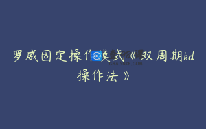 罗威固定操作模式《双周期kd操作法》