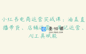 小红书电商运营实战课：涵盖直播带货、店铺运营、笔记运营、AI工具赋能
