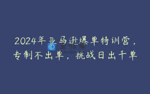 2024年亚马逊爆单特训营，专制不出单，挑战日出千单