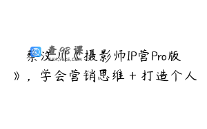 蔡汶川《摄影师IP营Pro版》，学会营销思维＋打造个人