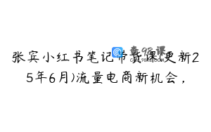 张宾小红书笔记带货课(更新25年6月)流量电商新机会,