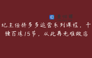 纪主任拼多多运营系列课程，千锤百炼15节，从此再无难做店
