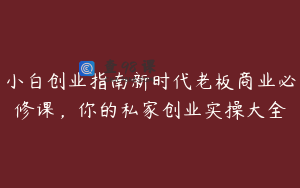 小白创业指南新时代老板商业必修课，你的私家创业实操大全