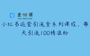 小红书运营引流全系列课程，每天引流100精准粉