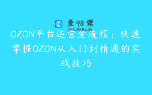 OZON平台运营全流程：快速掌握OZON从入门到精通的实战技巧