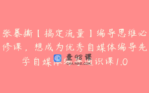 张暴撕【搞定流量】编导思维必修课，想成为优秀自媒体编导先学自媒体编导通识课1.0