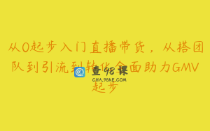 从0起步入门直播带货，从搭团队到引流到转化全面助力GMV起步