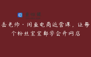岳老师·闲鱼电商运营课，让每个粉丝宝宝都学会开网店