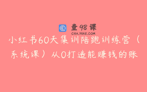小红书60天集训陪跑训练营（系统课）从0打造能赚钱的账