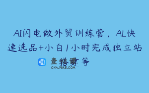 AI闪电做外贸训练营，AL快速选品+小白1小时完成独立站搭建等
