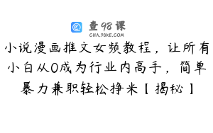 小说漫画推文女频教程，让所有小白从0成为行业内高手，简单暴力兼职轻松挣米【揭秘】