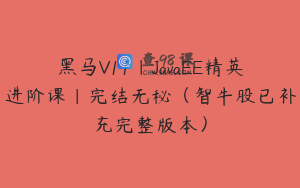 黑马V11|JavaEE精英进阶课|完结无秘（智牛股已补充完整版本）