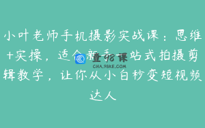 小叶老师手机摄影实战课：思维+实操，适合新手一站式拍摄剪辑教学，让你从小白秒变短视频达人