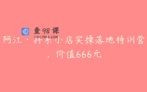 阿江·抖系小店实操落地特训营，价值666元