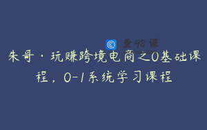 朱哥·玩赚跨境电商之0基础课程，0-1系统学习课程