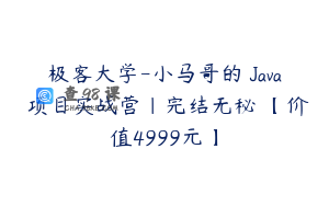 极客大学-小马哥的 Java 项目实战营|完结无秘 【价值4999元】