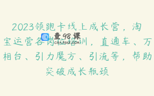 2023领跑卡线上成长营，淘宝运营各岗位培训，直通车、万相台、引力魔方、引流等，帮助突破成长瓶颈