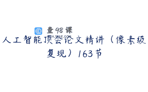 人工智能顶会论文精讲（像素级复现）163节