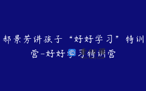 郝景芳讲孩子“好好学习”特训营-好好学习特训营