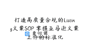 打造高质量合规的Listing文案SOP 掌握亚马逊文案工作的标准化