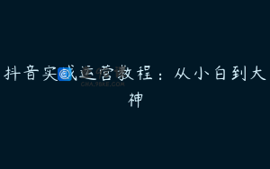 抖音实战运营教程：从小白到大神