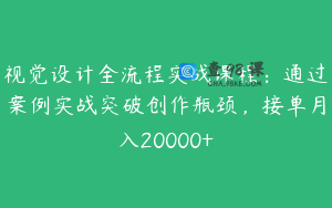 视觉设计全流程实战课程：通过案例实战突破创作瓶颈，接单月入20000+