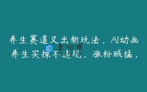 养生赛道又出新玩法，AI动画养生实操不违规，涨粉贼猛，