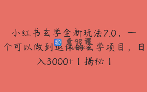 小红书玄学全新玩法2.0，一个可以做到退休的玄学项目，日入3000+【揭秘】