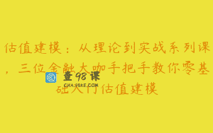 估值建模：从理论到实战系列课，三位金融大咖手把手教你零基础入门估值建模